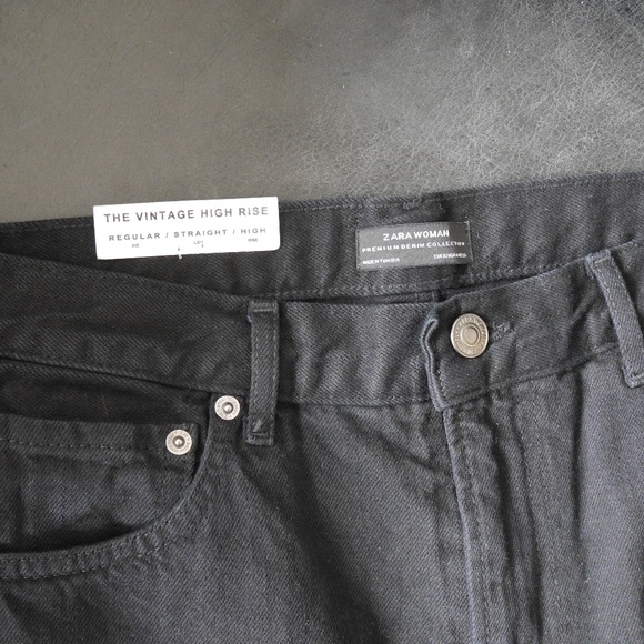 NWT ZARA Jeans Faux Fur Cuff HIGH-RISE - Picture 5 of 8